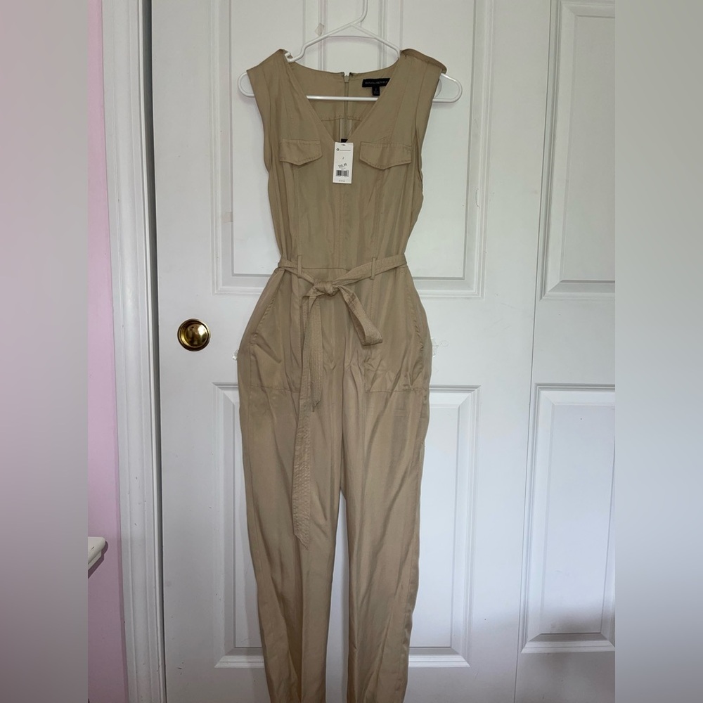 Banana Republic Tan Sleeveless Belted Jumpsuit Size 2 NWT